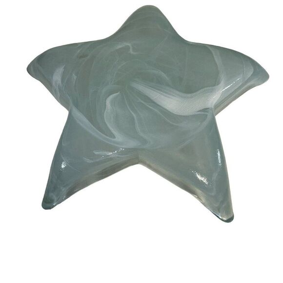 Recycled Art Glass Starfish Dish Green Swirl Nautical Beach Decor Bowl 13" VTG - Picture 3 of 7